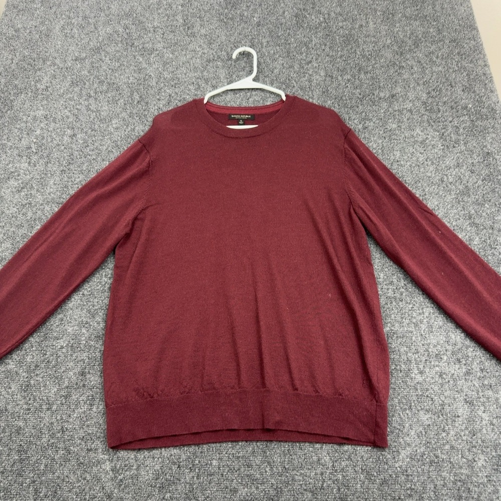 Banana Republicโ Sweater Mens XL Burgundy Merino Wool Crewneck Classic Casual